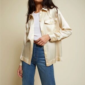 Nation LTD Delaney silk work shirt in swiss coffee